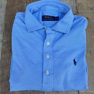 Mens 3 button long sleeve polo shirt in Medium